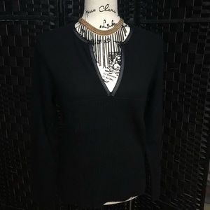 Emma Sofia Black Cashmere Sweater Sz L